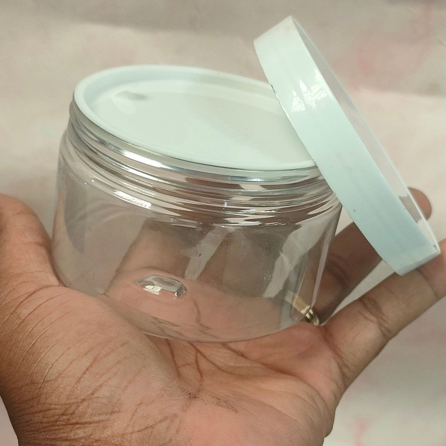250ml flat jar with white cover & inner