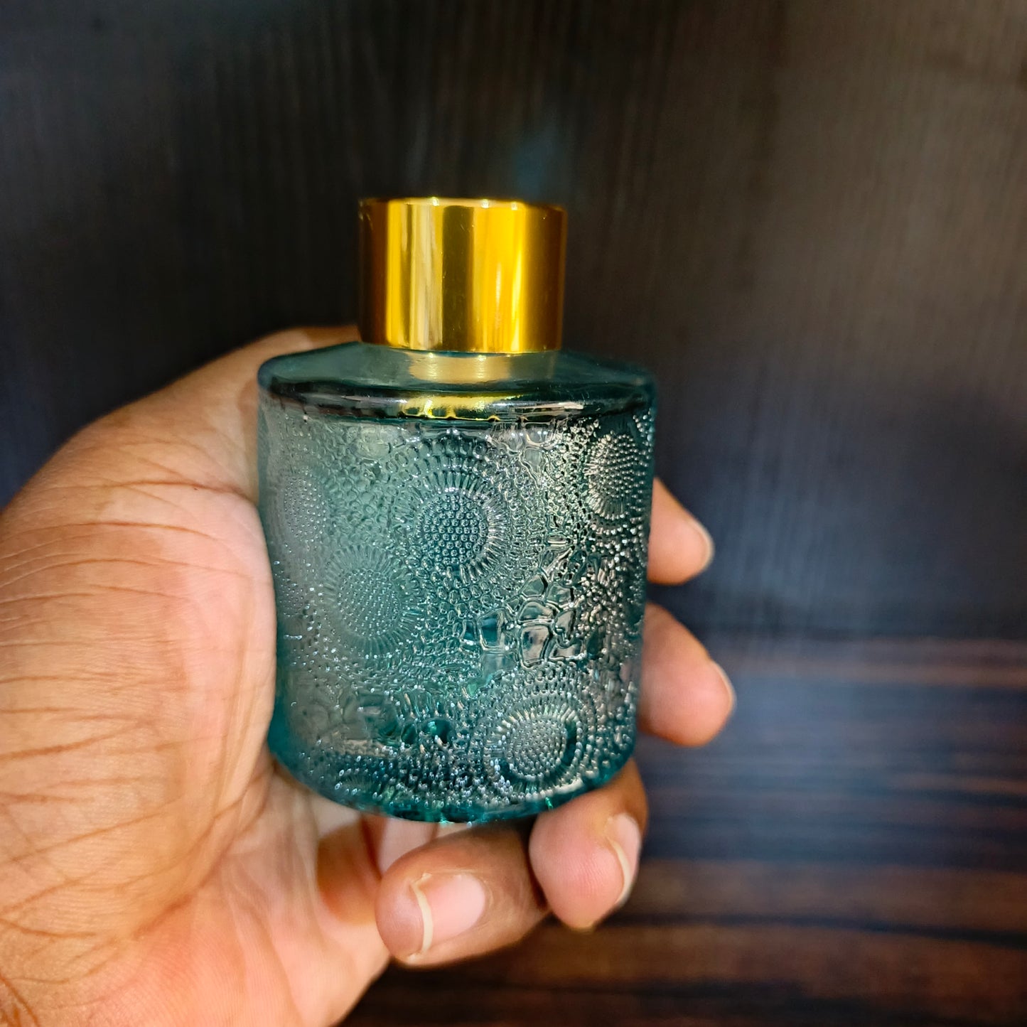 Teal Blue Rough Round diffuser bottle 100ml