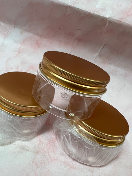 100ml Transparent flat jar with gold cover