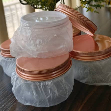 100ml Transparent flat jar with rose gold covers