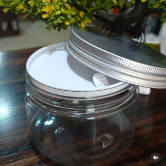 250ml flat jar with silver cover & inner