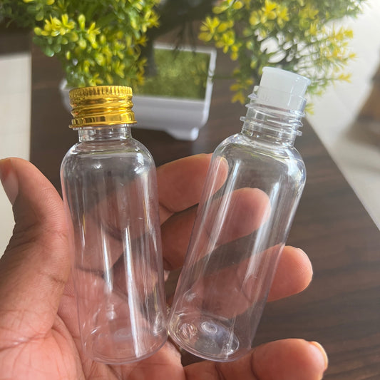 50ml transparent bottle with Gold Cover