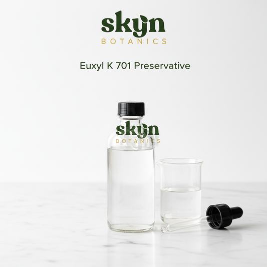 SKYNBotanics Premium Euxyl K 701 Preservative with botanical logo, product name and subtle watermark