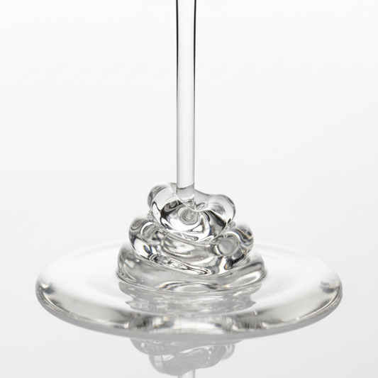 Close-up texture of pure glycerin liquid showing its thick, clear, viscous consistency
