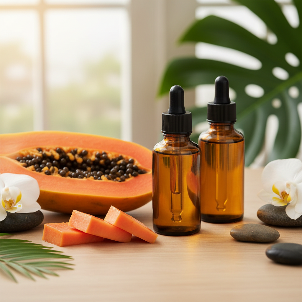 Papaya Seed Oil with fresh papaya fruit - natural skincare ingredient