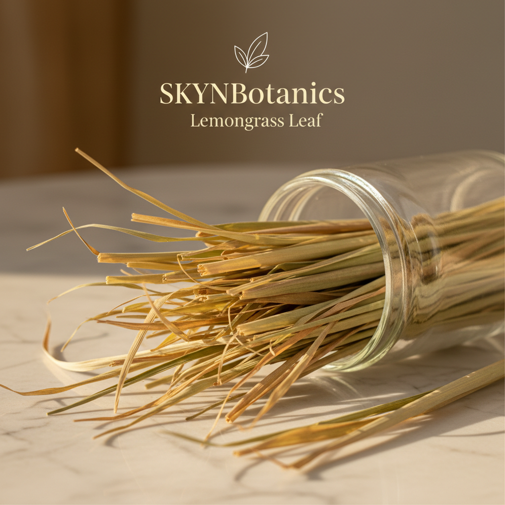 SKYNBotanics Premium Dried Lemongrass Leaf with botanical logo and product name