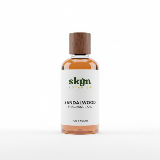 Sandalwood Fragrance Oil with SKYN Botanics Logo