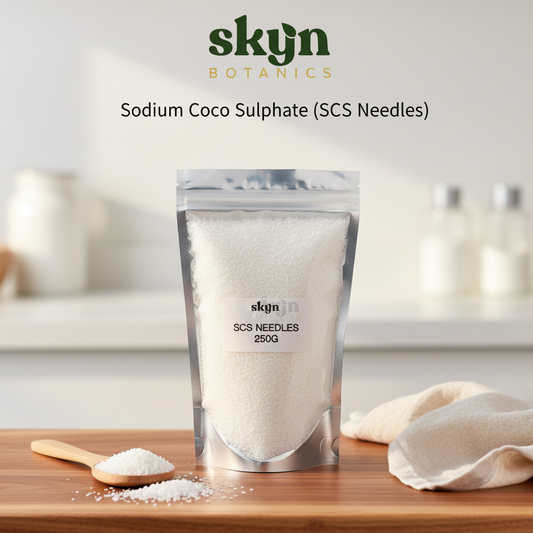 SKYNBotanics Premium Sodium Coco Sulphate SCS Needles with botanical logo, product name and subtle watermark